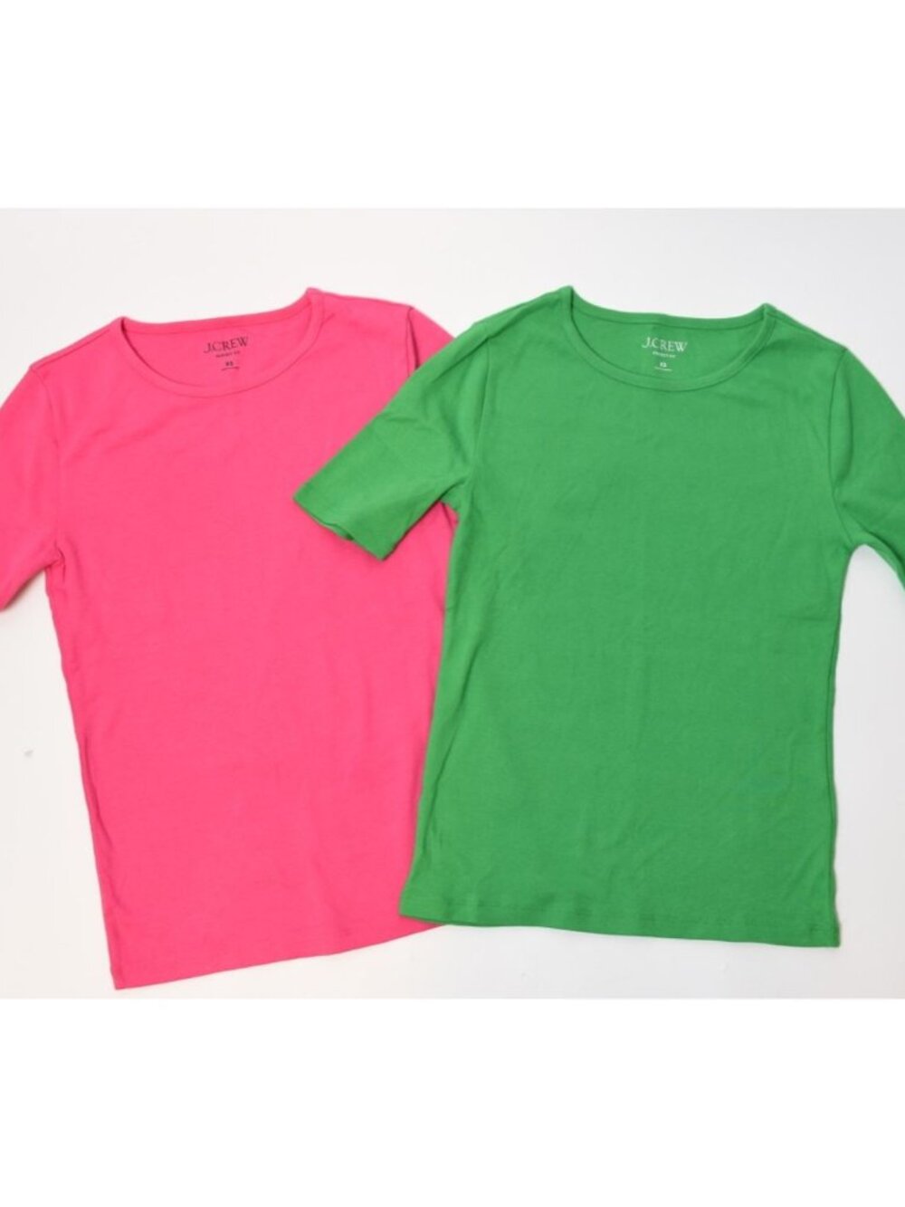J. Crew Solid Tee 2 Shirt Bundle 100% Cotton Womens XS Pink Green 100% Cotton